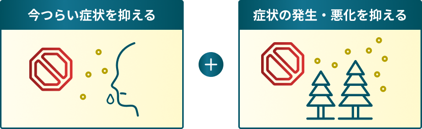 今つらい症状を抑える + 症状の発生・悪化を抑えるイメージ画像